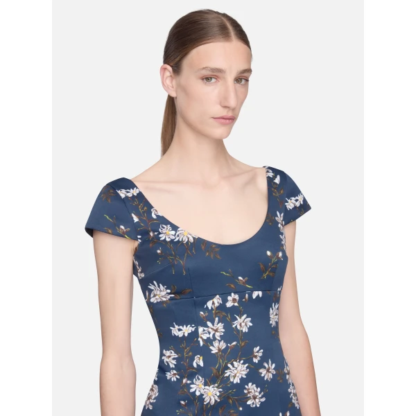 Emilia Wickstead Aubriella Top in Midnight Magnolia Taffeta Faille, view 4