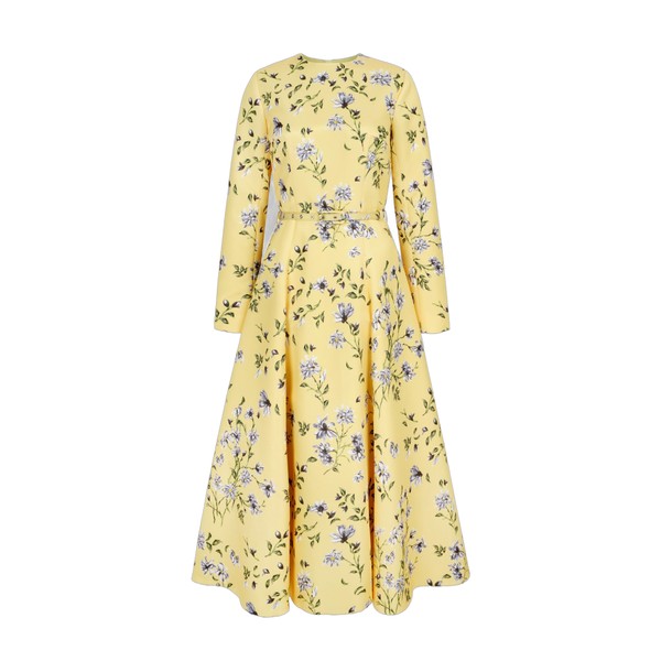 Emilia Wickstead Capucine Dress in Butter Yellow Magnolia Taffeta Faille