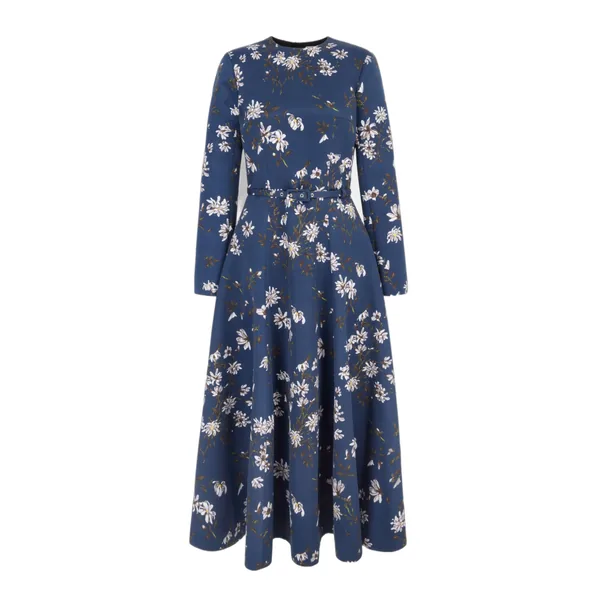 Emilia Wickstead Capucine Dress in Midnight Magnolia Taffeta Faille