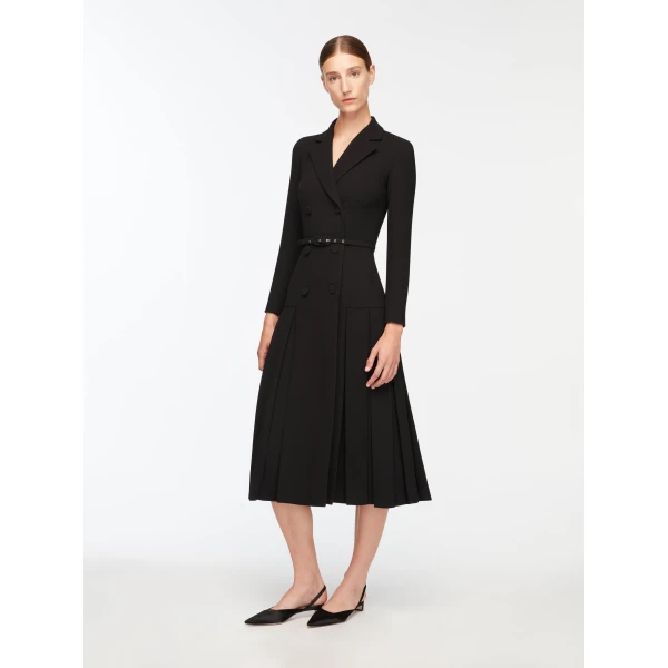 Emilia Wickstead Chaney Dress in Black Single Wool Crepe, view 3