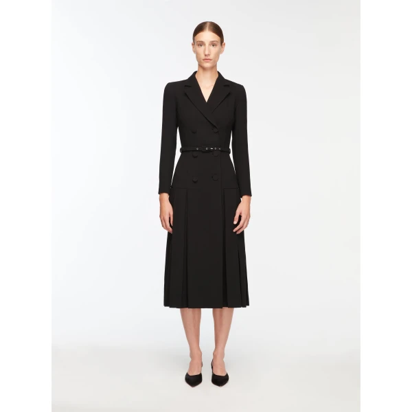 Emilia Wickstead Chaney Dress in Black Single Wool Crepe, view 5