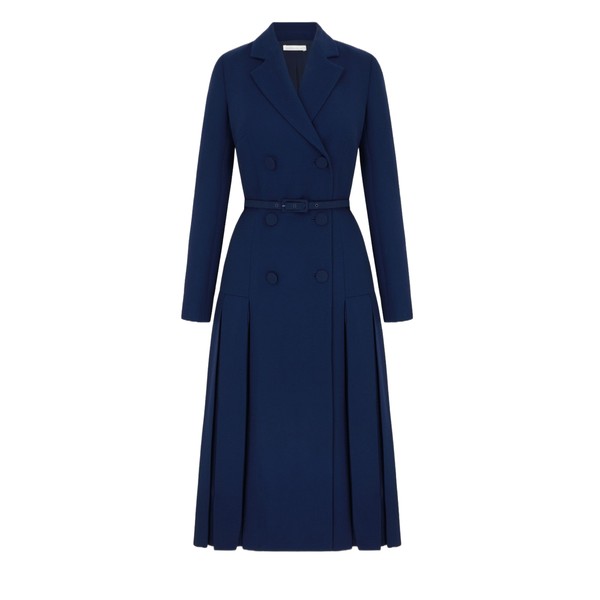 Emilia Wickstead Chaney Dress in Navy Single Wool Crepe