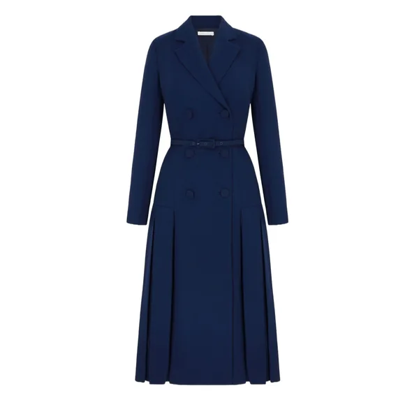 Emilia Wickstead Chaney Dress in Navy Single Wool Crepe