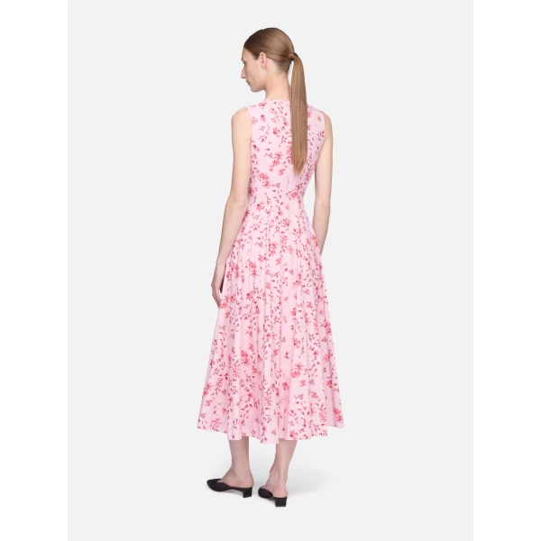 Emilia Wickstead Chelsea Dress in Scattered Daisies on Pink Cotton, view 2