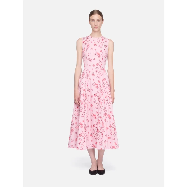 Emilia Wickstead Chelsea Dress in Scattered Daisies on Pink Cotton, view 4
