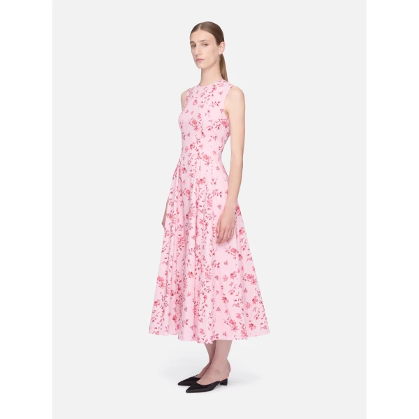 Emilia Wickstead Chelsea Dress in Scattered Daisies on Pink Cotton, view 5