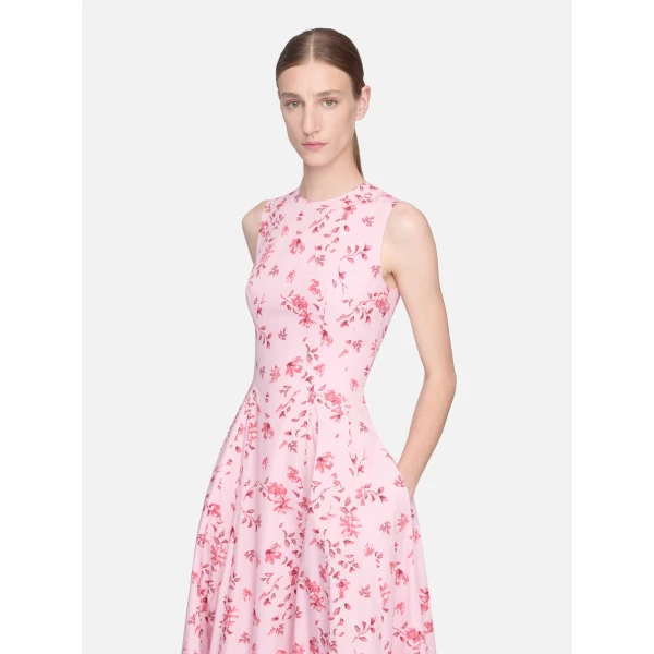 Emilia Wickstead Chelsea Dress in Scattered Daisies on Pink Cotton, view 6