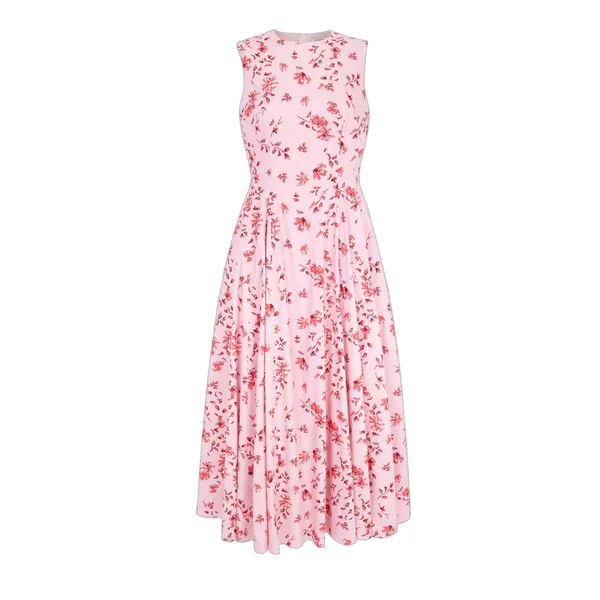 Emilia Wickstead Chelsea Dress in Scattered Daisies on Pink Cotton