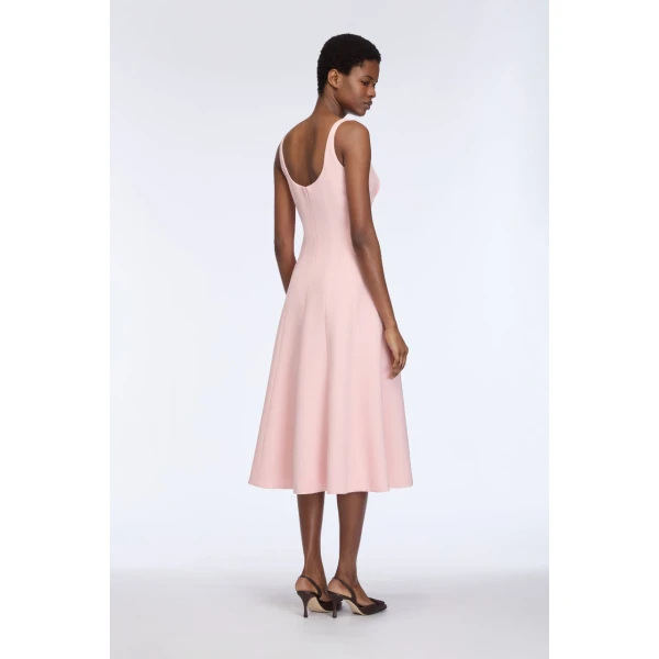 Emilia Wickstead Collins Dress in Light Pink Single Wool Crepe, view 5