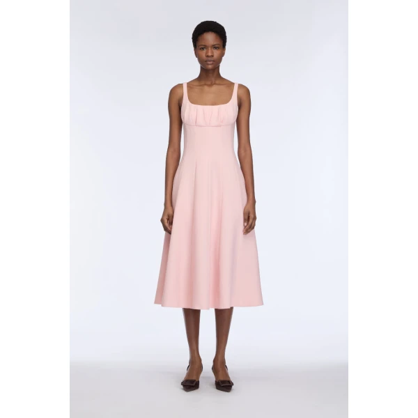 Emilia Wickstead Collins Dress in Light Pink Single Wool Crepe, view 6