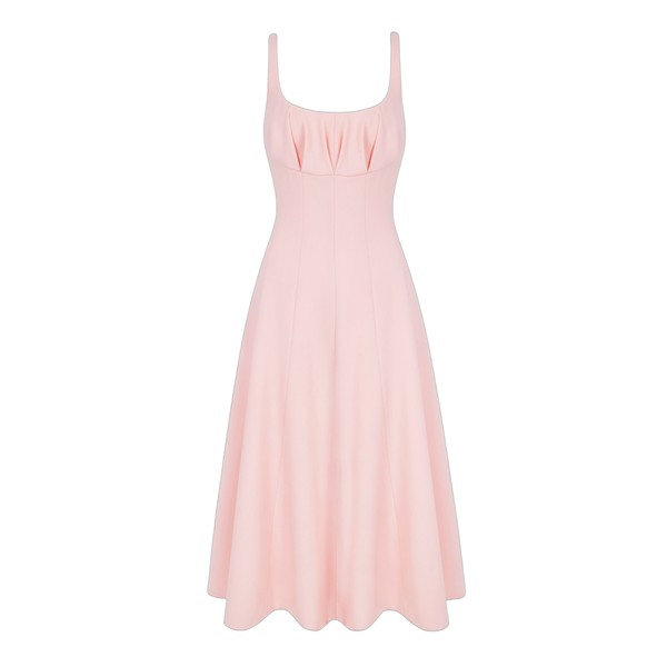 Emilia Wickstead Collins Dress in Light Pink Single Wool Crepe
