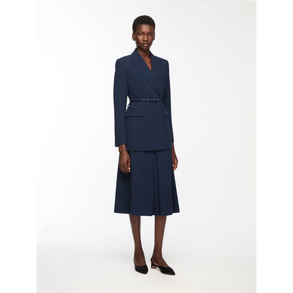 Emilia Wickstead Danya Jacket in Navy Single Wool Crepe, view 5