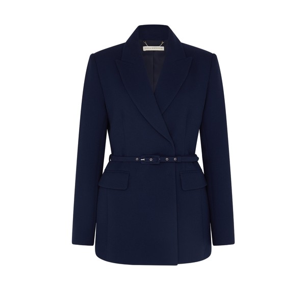 Emilia Wickstead Danya Jacket in Navy Single Wool Crepe