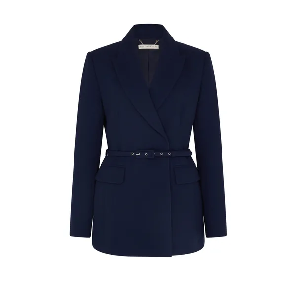 Emilia Wickstead Danya Jacket in Navy Single Wool Crepe