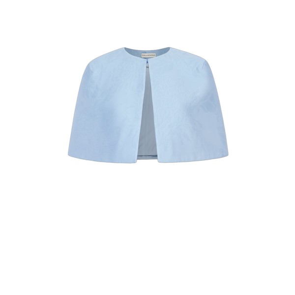 Emilia Wickstead Domie Cape in Blue Embossed Cloque