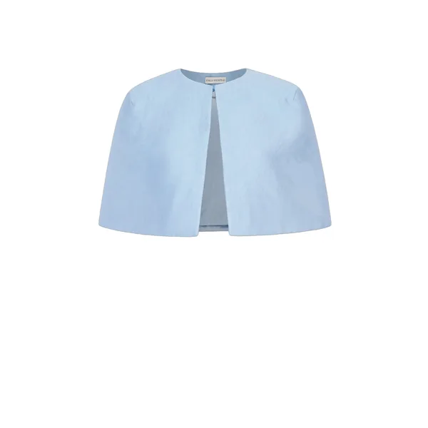 Emilia Wickstead Domie Cape in Blue Embossed Cloque
