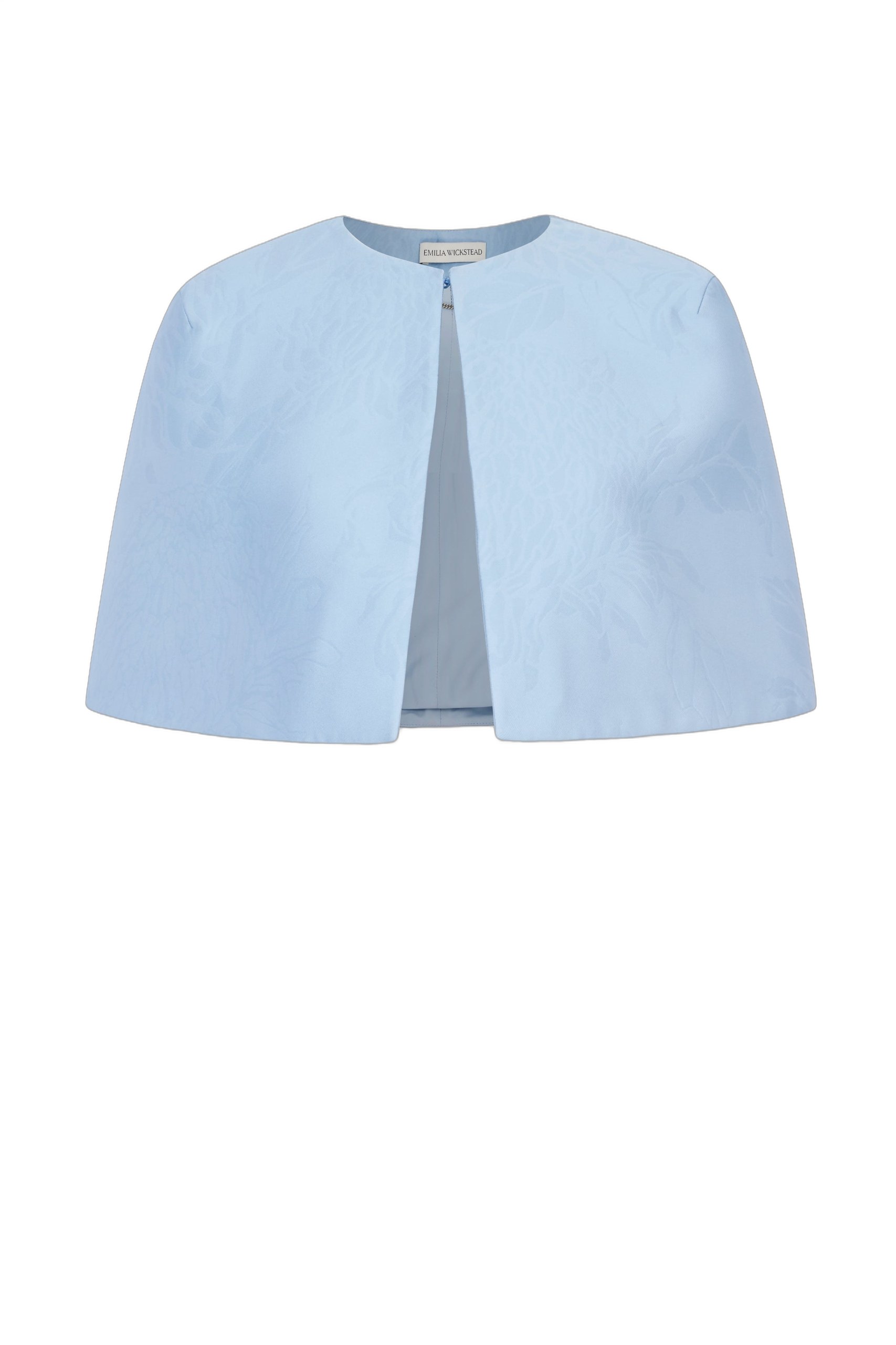 Emilia Wickstead Domie Cape in Blue Embossed Cloque