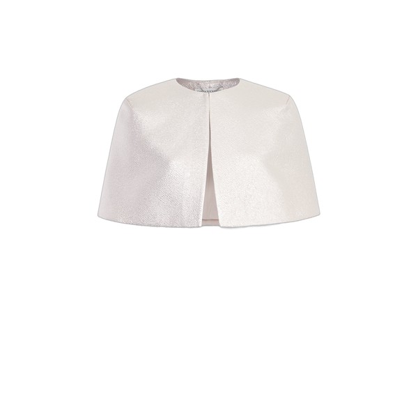 Emilia Wickstead Domie Cape in Champagne Metallic Cloque