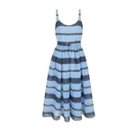 Emilia Wickstead Eglantine Dress in Blue & Black Striped Textured Organza