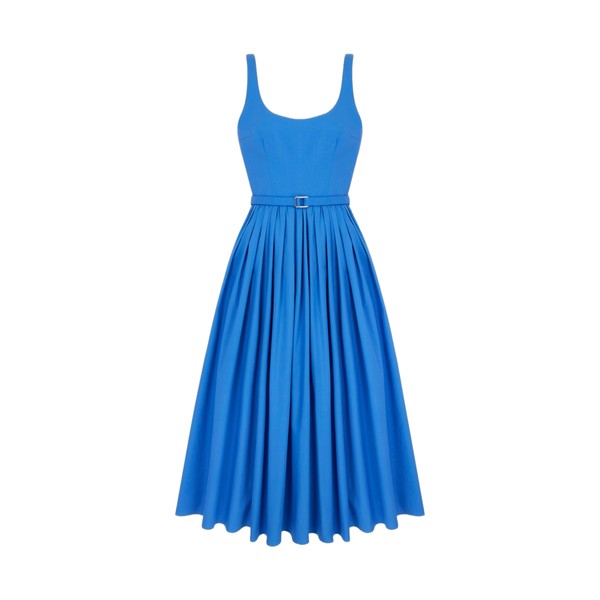 Emilia Wickstead Eglantine Dress in Blue Cotton Poplin