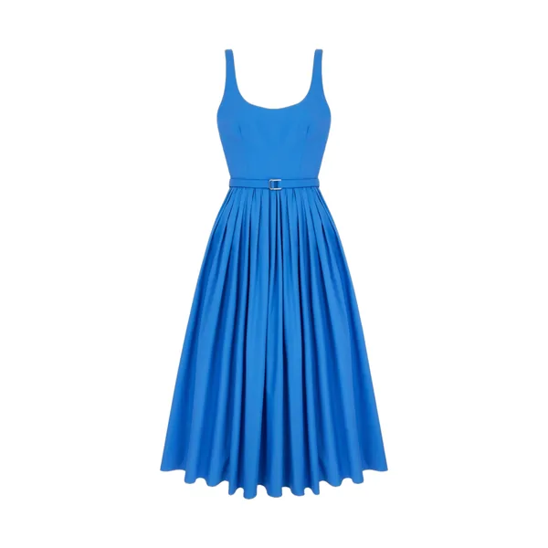 Emilia Wickstead Eglantine Dress in Blue Cotton Poplin