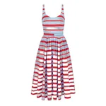 Emilia Wickstead Eglantine Dress in Blue & Red Striped Cotton Poplin