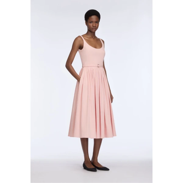 Emilia Wickstead Eglantine Dress in Light Pink Cotton Poplin, view 2