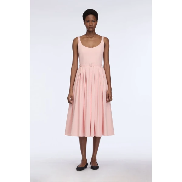 Emilia Wickstead Eglantine Dress in Light Pink Cotton Poplin, view 6