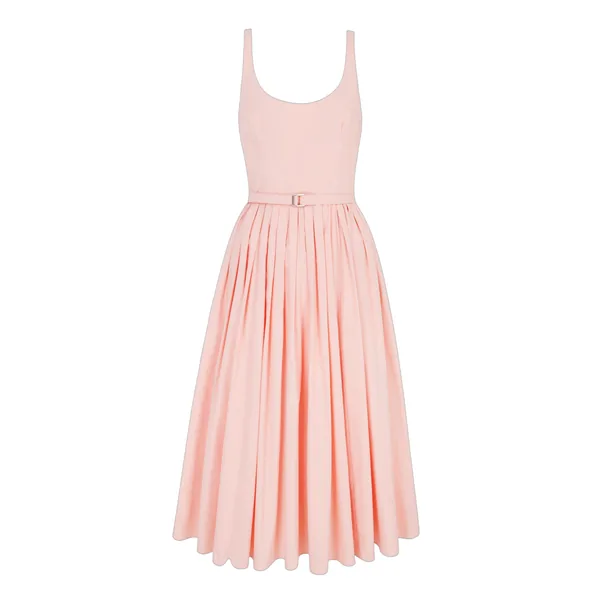 Emilia Wickstead Eglantine Dress in Light Pink Cotton Poplin