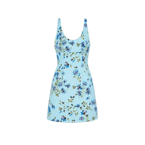 Emilia Wickstead Einna Dress in Blue Magnolia Taffeta Faille