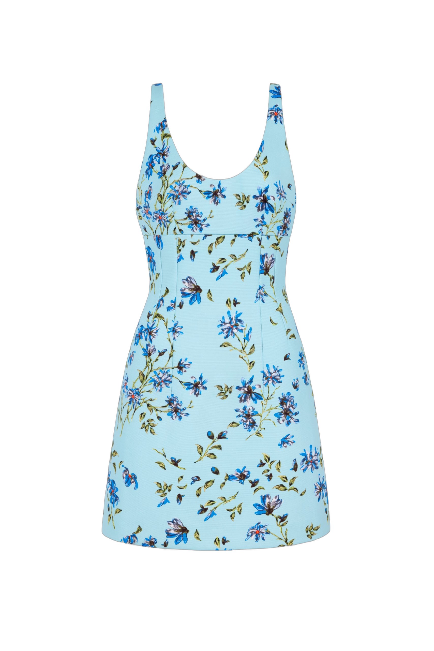 Emilia Wickstead Einna Dress in Blue Magnolia Taffeta Faille
