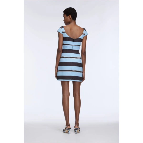 Emilia Wickstead Eloise Dress in Blue & Black Taffeta Faille, view 5