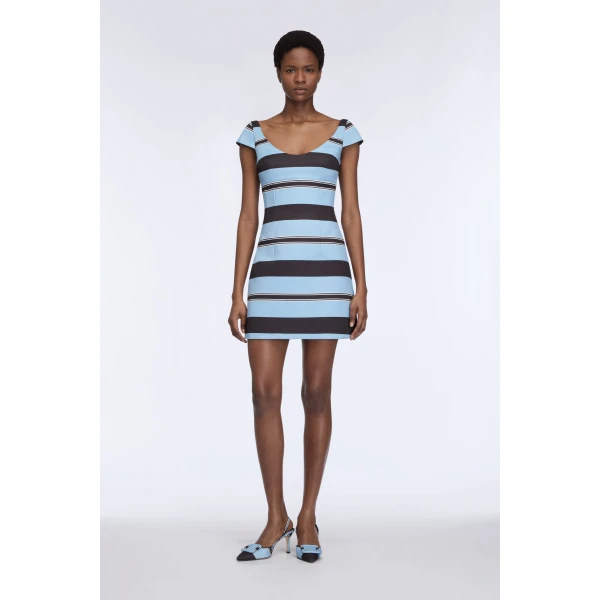 Emilia Wickstead Eloise Dress in Blue & Black Taffeta Faille, view 6