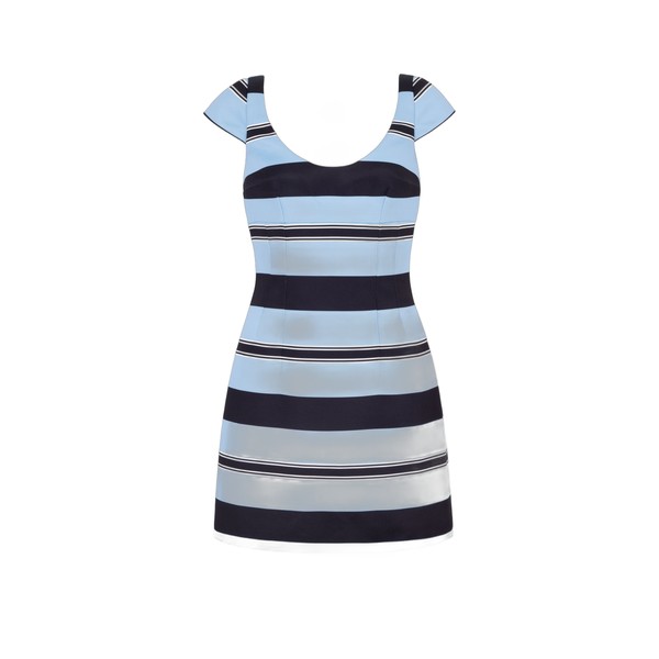 Emilia Wickstead Eloise Dress in Blue & Black Taffeta Faille
