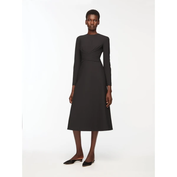 Emilia Wickstead Elta Dress in Black Summer Wool, view 4
