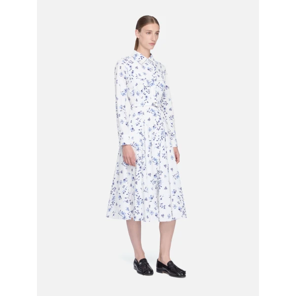 Emilia Wickstead Emmalyna Dress in Blue Scattered Daisies on White Cotton, view 2