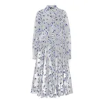 Emilia Wickstead Emmalyna Dress in Blue Scattered Daisies on White Cotton