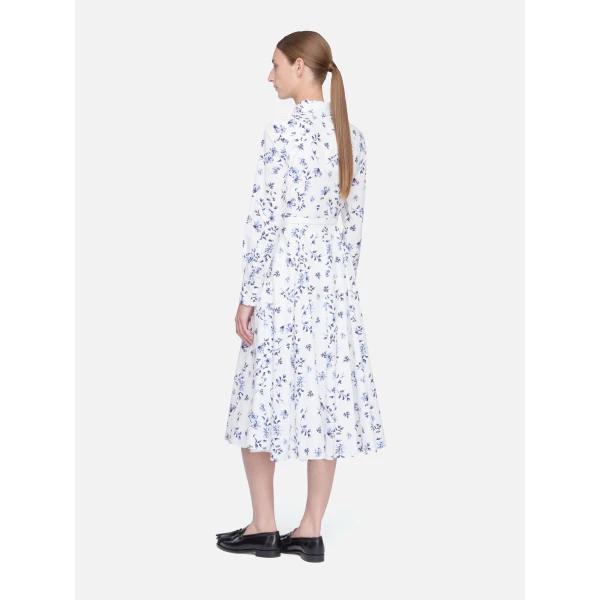 Emilia Wickstead Emmalyna Dress in Blue Scattered Daisies on White Cotton, view 5