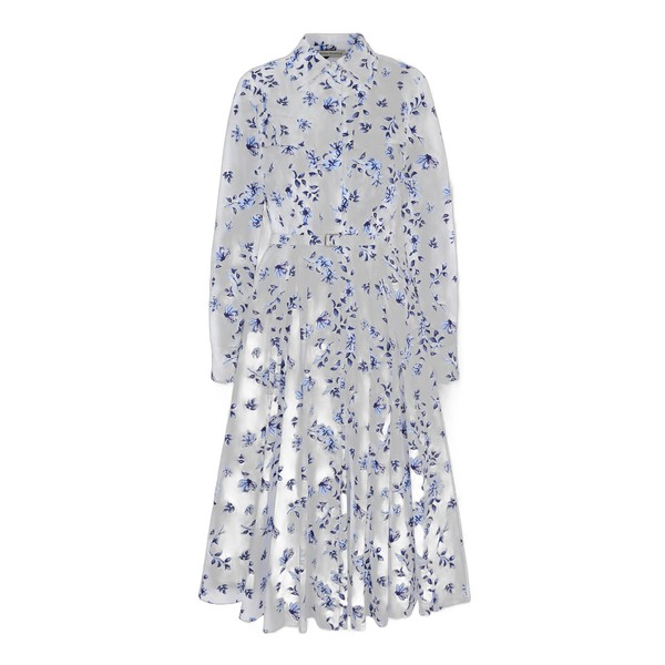 Emilia Wickstead Emmalyna Dress in Blue Scattered Daisies on White Cotton