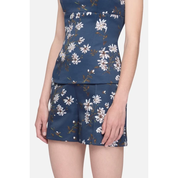 Emilia Wickstead Friar Shorts in Midnight Magnolia Taffeta Faille, view 4