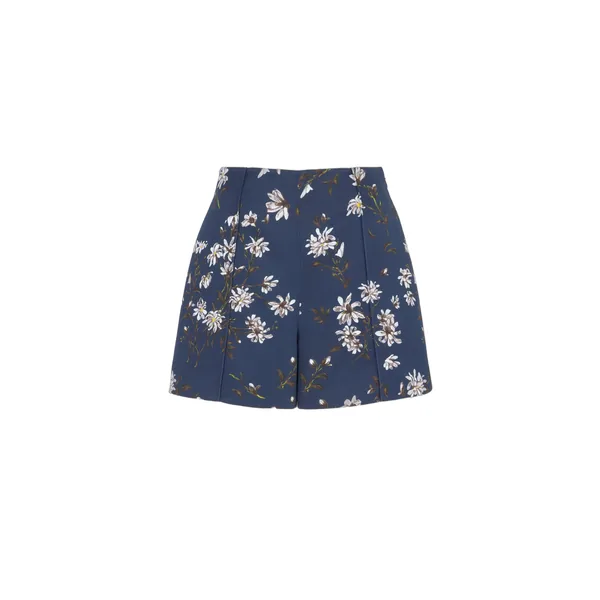 Emilia Wickstead Friar Shorts in Midnight Magnolia Taffeta Faille