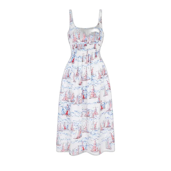 Emilia Wickstead Giovanna Dress in Boat Print Silk Twill