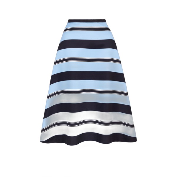 Emilia Wickstead Hallie Skirt in Blue & Black Stripe Taffeta Faille