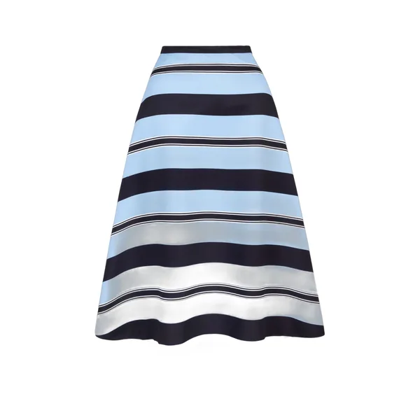 Emilia Wickstead Hallie Skirt in Blue & Black Stripe Taffeta Faille