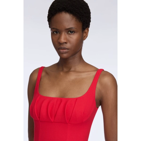 Emilia Wickstead Jianna Dress in Red Single Wool Crepe, view 4