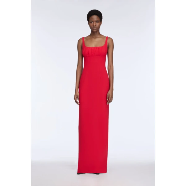 Emilia Wickstead Jianna Dress in Red Single Wool Crepe, view 6