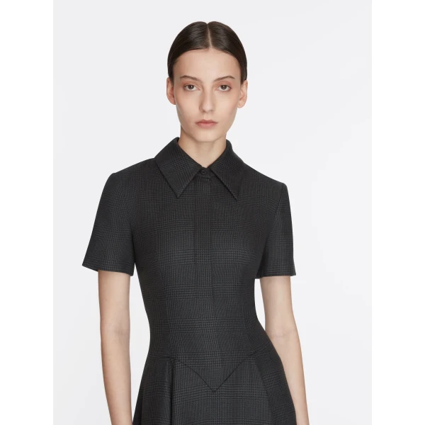 Emilia Wickstead Jody Dress in Charcoal and Black Prince of Wales, view 4