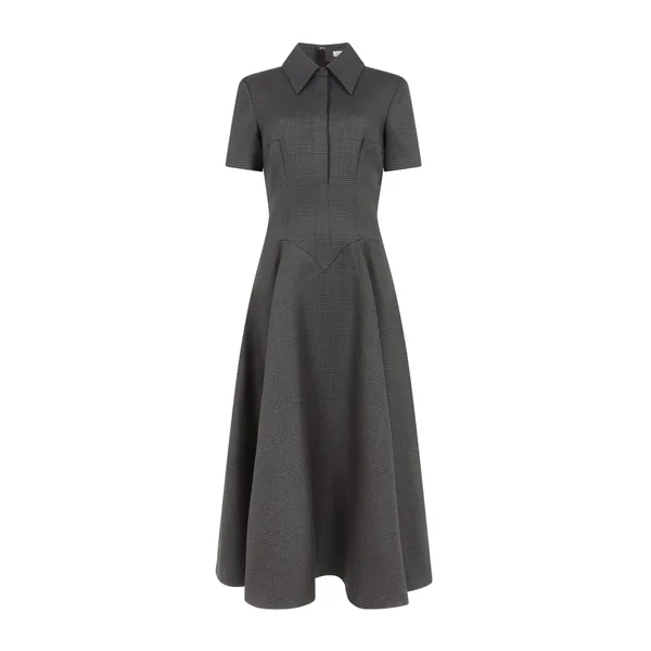 Emilia Wickstead Jody Dress in Charcoal and Black Prince of Wales