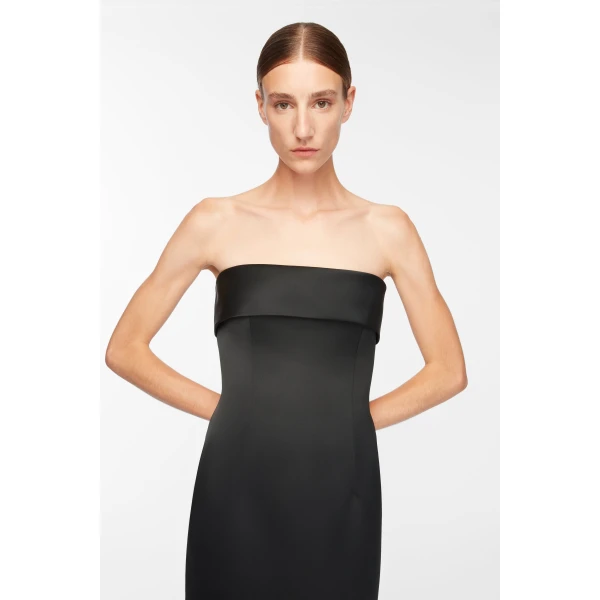 Emilia Wickstead Keeley Dress in Black Duchess Satin, view 3
