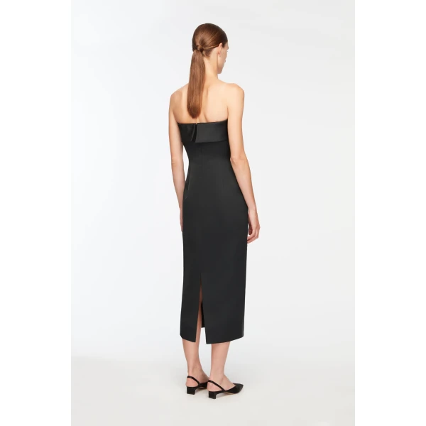 Emilia Wickstead Keeley Dress in Black Duchess Satin, view 4